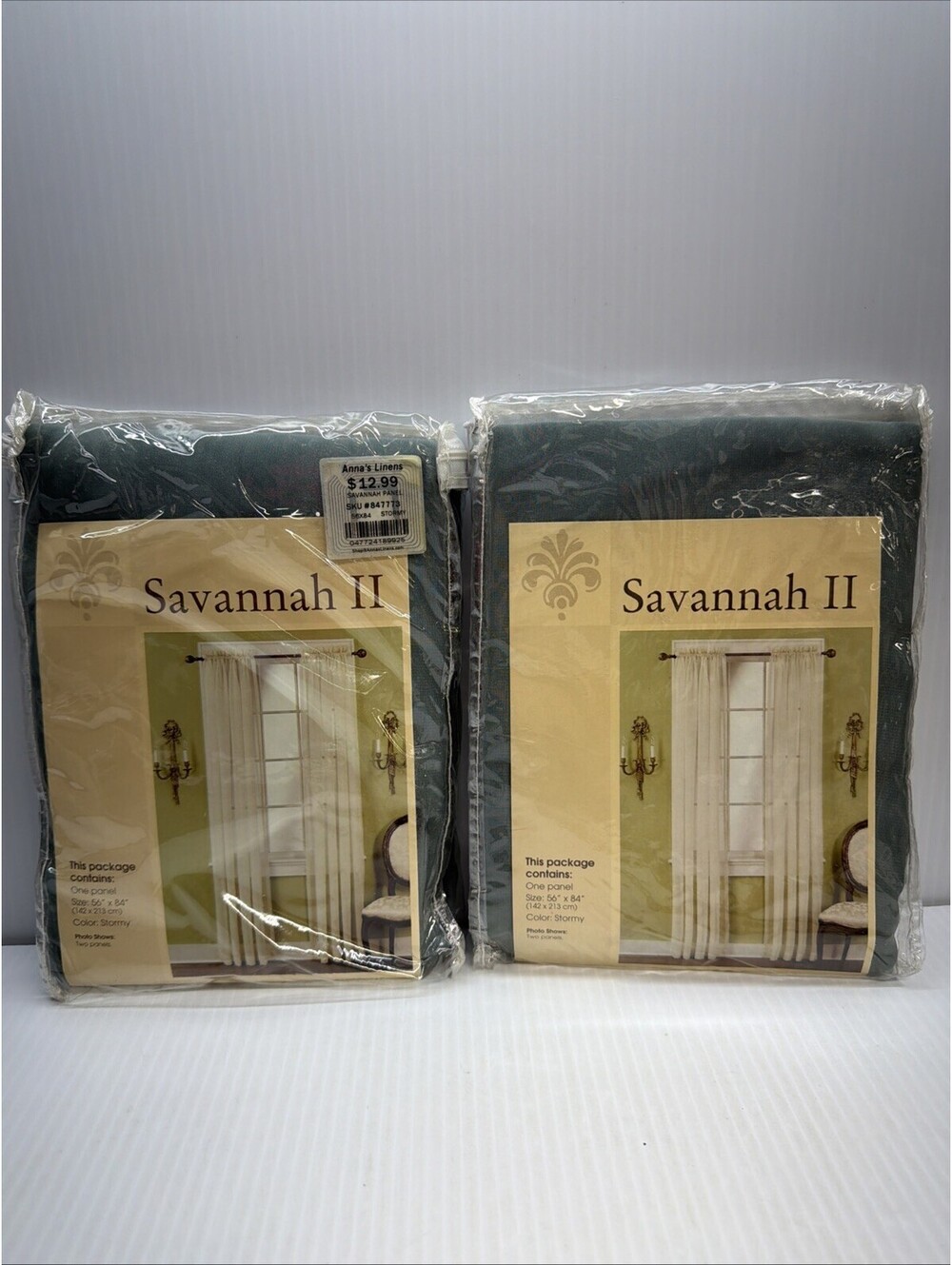 Two Vintage Panels Savannah II "Story" Curtains Anna's Linens 56"x84"
